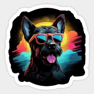 Retro Wave Russel Terrier Dog Shirt Sticker